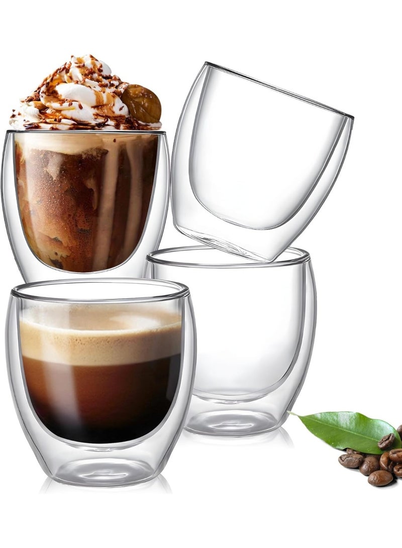 FEND Double Walled Glass Coffee Mugs, Insulated Layer Coffee Cups, Clear Borosilicate Glass Mugs, Turkish Tea, Espresso Coffee Cups - Heat Resistanr Double Layer Coffee Mugs, Gift for Cappuccino, Tea, Latte, Espresso | 2 PCS - 250ML - Image 1